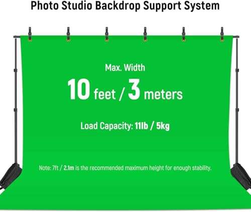 Neewer Photo Studio Backdrop Support System, 10ft/3m Wide 6.6ft/2m High Adjustable Background Stand with 4 Crossbars, 6 Backdrop Clamps, 2 Sandbags, and Carrying Bag for Portrait & Studio Photography 3