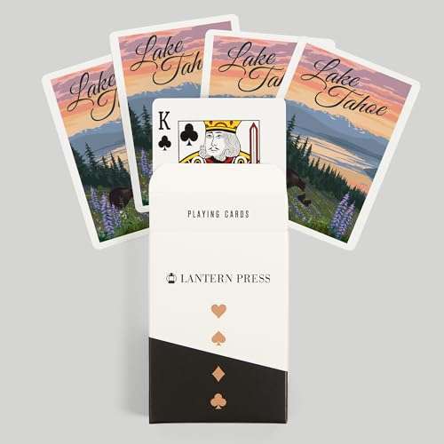Lantern Press Lake Tahoe, Black Bear and Cubs with Flowers (52 Playing Cards, Poker Size Card Deck with Jokers) 6