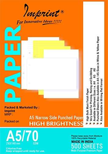 IMPRINT A5 Copier Paper Pre Punched 2 Holes Pack of 500 Sheets 70 GSM 2