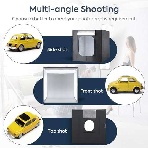 Professional Photo Light Box, Heorryn 24x24x24 Inches Portable Photo Studio Box Folding Shooting Tent Kit with Brightness Dimmable LED Lights & 5 Backdrops for Jewellery, Food, Shoes Photography etc 5