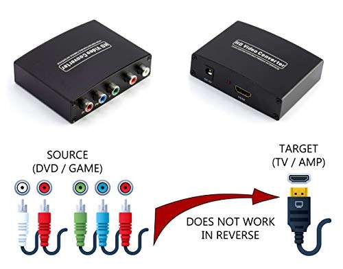 Component YPbPr to HDMI Converter Kit - RGB to HDMI Adapter with HDMI and Component Cable for 1080 HDTV (Black) 3