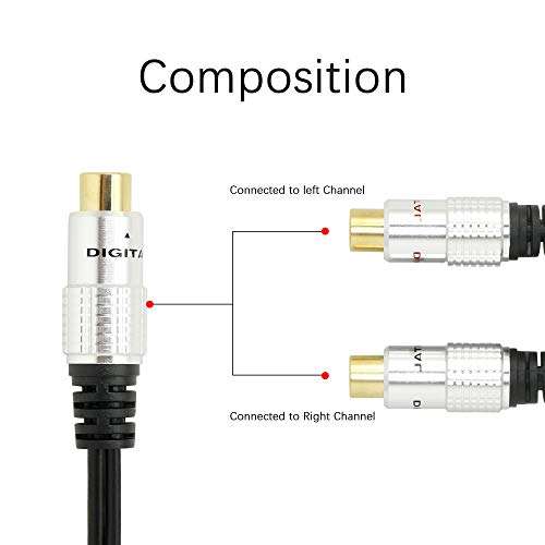 SinLoon Aluminium Alloy RCA Y-Splitter, Single to Dual RCA Digital Coaxial Splitter, Gold Plated Adapter Audio Cable 5