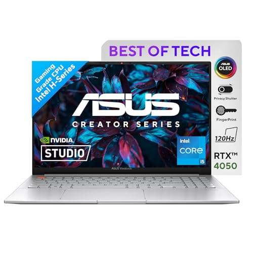 ASUS Vivobook Pro 15 OLED (2023) 15.6-inch, FHD+ (1920 x 1200) 16:10, 60HzIntel Core i5 13500H 13th Gen Creator/Gaming Laptop (16 GB/512 GB SSD/GeForce RTX 4050 6GB/Win11/Cool Silver),K6502VU-MA542WS