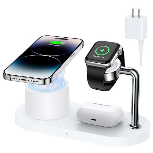 3 in 1 Magnetic Charging Station for Apple - Wireless Charger Stand for iPhone 12 13 14 15 Pro Max & Apple Watch & Airpods