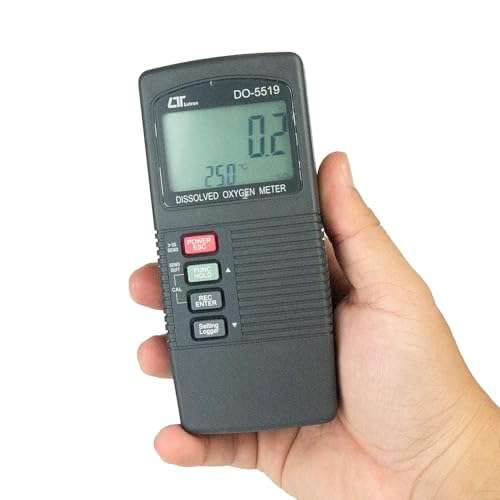Electronic Digital Oxygen Meter with a polarographic Type Probe with an Incorporated Temp. Sensor for Aquarium, Medical Research, Mining Industry by Lutron Model: DO-5519 3