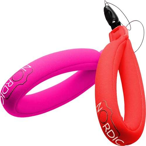 Nordic Lifting Camera Floats - Floating Wrist Strap for Underwater Camera, GoPro Accessories, Waterproof Phone Pouch, and Keychain for Boating - Pink & Red 1