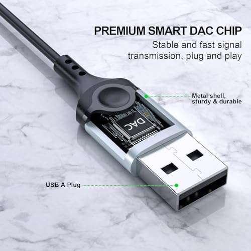 USB Headset with Microphone for PC 7.5 Ft Cable, USB A Headphones for Computer, Wired USBA Earbuds with Mute in-Line Stereo Noise Canceling Call Cord Laptop Earphones for Dell Surface Switch, Black 4