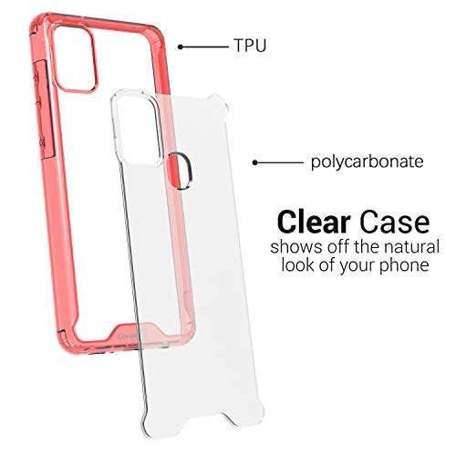 CoverON Slim Cover for Samsung Galaxy A21s Phone Case, Crystal Clear Lightweight Hard Back - TPU Red Bumper 3