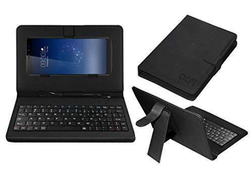 ACM Keyboard Case Compatible with Micromax Canvas Infinity Hs2 Mobile Flip Cover Stand Direct Plug & Play Device for Study & Gaming Black