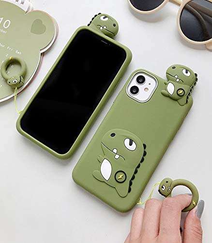 TopFunny Cases for iPhone 11 Case Silicone Cartoon 3D Cute Animals Design Soft TPU Slim Fit Rubber Bumper Protective Cover Shockproof Case Compatible with iPhone 11 6.1" Dinosaur 5