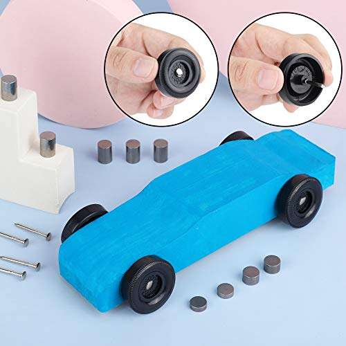 Ruisita 3 Ounces Tungsten Weights Cylinders Weights and 4 Pieces Polished Axles 3/8 Inch Incremental Cylinders Weights Speed Axles Kit Compatible with Your Car 5