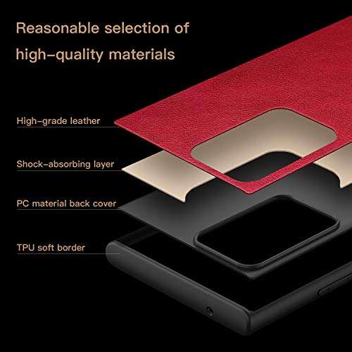 Almiao Compatible with Samsung Galaxy Note 20 Ultra Case, [Ultra-Thin] Premium PU Leather Slim Protective Phone Case Back Cover for Galaxy Note 20 Ultra (Red) 4