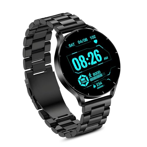 PunnkFunnk Metal Chain Active 2 Max Bluetooth Calling Smartwatch 1.3" Amoled Display 360 * 360 High Resolution 4.2 BT with, 100+ Sports Mode with IP68, Sp02 Tracking, AI Voice Assistant(Black)