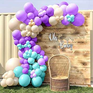 Purple Pink Sky Blue Metallic Balloons Garland Kit 61 pcs For Birthday, Baby Shower, Wedding Decoration. 4
