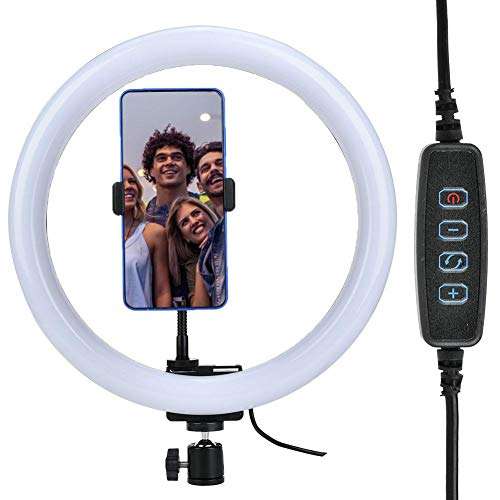 T angxi 12W 12 LED Phone Clip-on Camera Fill Light, 160 LEDs Dimmable 3200K-5600K 360░ Rotation Camera Video Ring Fill Light with Ball Head Phone Clip, for Phone/PC/Makeup/Vlog 1