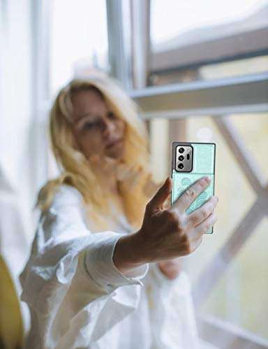 SIZIYNan Flip Case for Samsung Note 20 Ultra Case, Embossed Flower Series PU Leather Galaxy Note 20 Ultra Case for Women with Wallet Card Holders Phone Case for Samsung Galaxy Note 20 Ultra, Mint 6