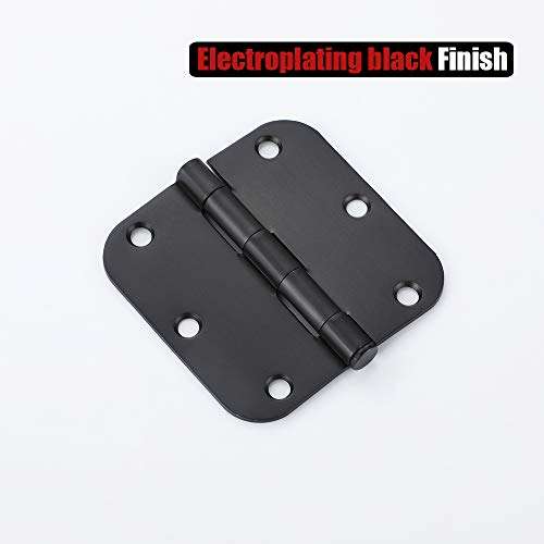 JQK Door Hinges Black, 3 1/2" Door Hinge Rounded 3.5 Inch x 3.5 Inch 5/8" Radius Corners Interior Door Hardware Matte Black, 3 Pack, HDH200-BK-P3 4