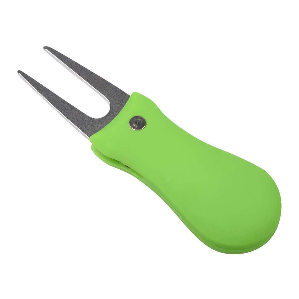 lasenersm 1 Piece Golf Divot Repair Tool Foldable Golf Divot Tool Foldable Magnetic Pop-up Button Stainless Steel Switchblade & Detachable Golf Ball Marker, Green 3