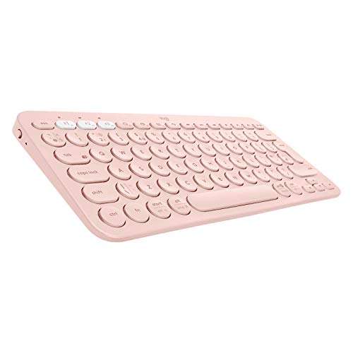 (Renewed) Logitech K380 Wireless Multi-Device Bluetooth Keyboard for Windows, Apple iOS, Apple TV, Android or Chrome, for PC/Mac/Laptop/Smartphone/Tablet(Rose) 1