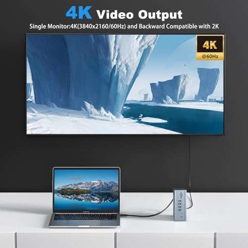 USB C Docking Station,16 in 1 Quadruaple Display Multiport Hub,USB C Dock (10Gbps USB-A/C 3.1, SD/TF, 3*HDMI, 100W PD,Gigabit Ethernet, Audio) for USB C Laptop and Tablet 6