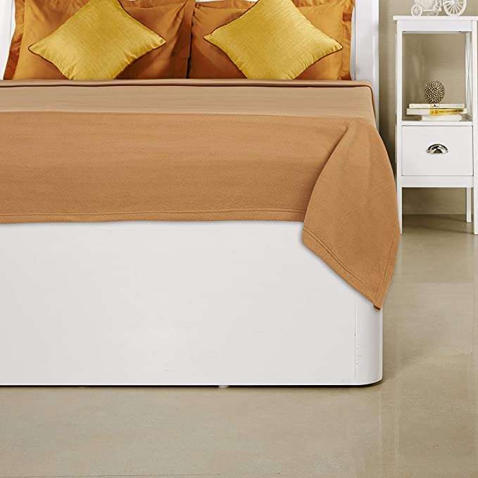 ROVET SPREADS® Warm Plain 1 Kg Woolen Blend Blanket (Pack of 1 Piece) | Single Bed (60 in x 90 in) (Camel) 4
