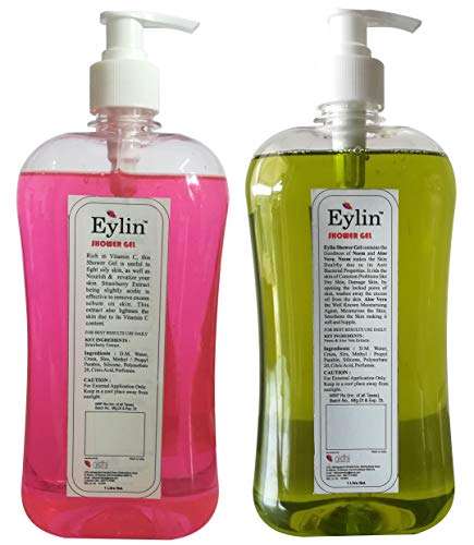 Eylin Herbal Shower Gel Neem/Aloevera Extract & Strawberry Extract (Combo 1 Liter Of Neem/Alovera Extract & 1 Liter Of Strawberry Extract) 2