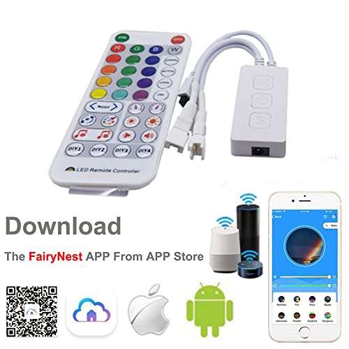 SP511E WiFi Music LED Controller for WS2812b WS2811 Addressable Pixel RGB LED Strip Dual Output Alexa Smart Voice APP Control, Multicolor 2