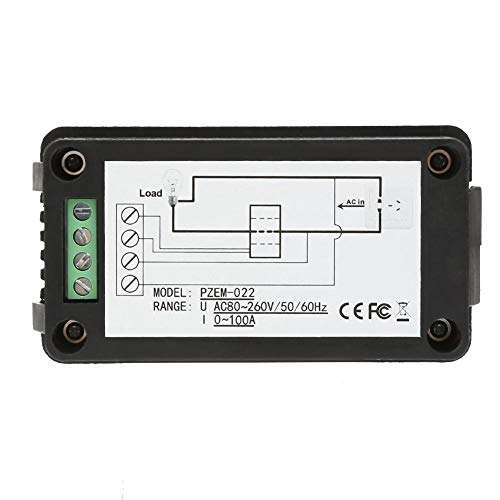 Enrilior PEACEFAIR PZEM-022,AC Digital Meter Power Energy Voltage Current Test with Closed Type CT 100A 4