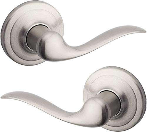 Kwikset Tustin Interior Passage Door Handle, Lever For Closet and Hallway Doors, Reversible Non-Locking Handle Lever, Satin Nickel, with Microban Protection 1
