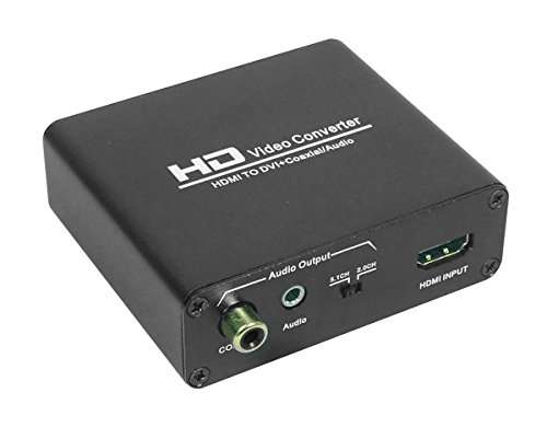 Revesun HDMI to DVI Video Converter Box 1080p Scaler 3.5mm & Coaxial Audio Out 2