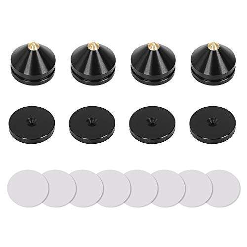 KISSTAKER 4 Sets Speaker Spikes Shockproof, Speaker Isolation Feet Stand Cone Pad for Subwoofer Turntable Amplifier CD DAC Recorder 1