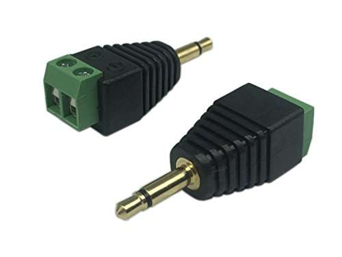 CERRXIAN 3.5mm TS Mono Male to 2 Pin Screw Terminal Female AUX Headphone Replacement Solderless Balum Converter Adapter (2-Pack) 2