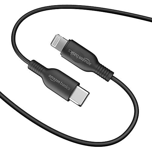 amazon basics Mfi Certified 91.44Cm Usb C To Lightning Tpe Charging Cable , Black 6