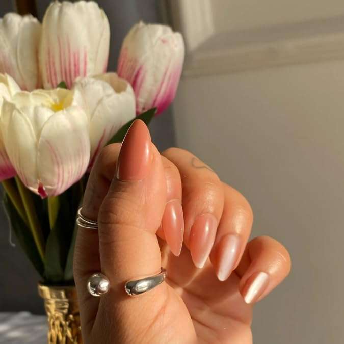 Glossara Nude Almond Shape Press-On Nails For Women And Girls | 24 Reusable False Nail Extensions With 24 Gel Glue Tabs | Stick-On Manicure Kit For Parties, Weddings And Gifts 3