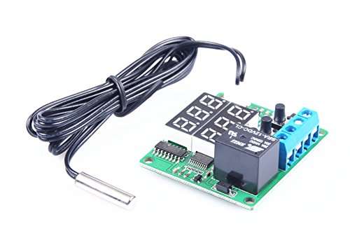 LM YN Digital Thermostat Module DC 12V -50℃ to 125℃ Temperature Controller Board Electronic Temperature Control Module Switch Waterproof Sensor Probe Dual LED Display Red Blue 6