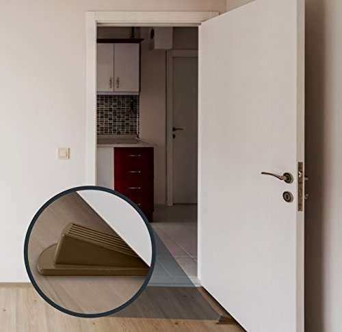 Home Premium Door Stoppers for Bottom of Door, Rubber Door Stop Wedge (4 Pack, Brown) 6