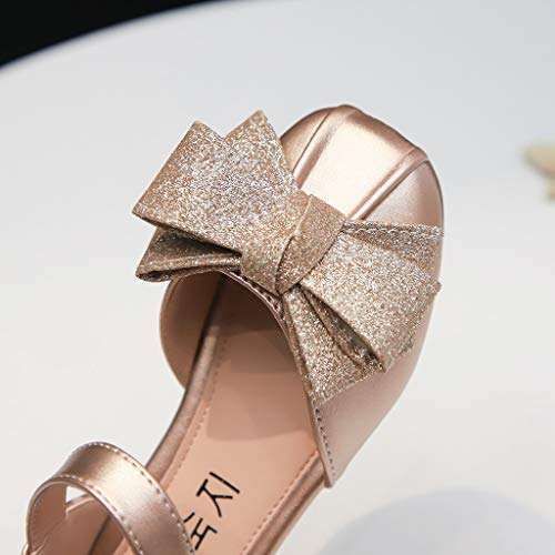 Toddler Little Big Kids Girls Princess Performance Sequins Shoes Wedding Party Dress Shoes Ballet Flats Shoes Sandals (US:10 Little Kid, Gold) 4