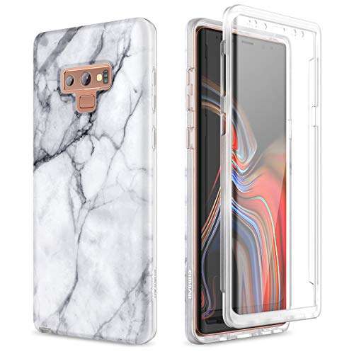 SURITCH for Samsung Galaxy Note 9 Marble Case, [Built-in Screen Protector] Natural Marble Full-Body Protection Shockproof Rugged Bumper Protective Cover for Galaxy Note 9 6.4 Inch (Black Marble) 1