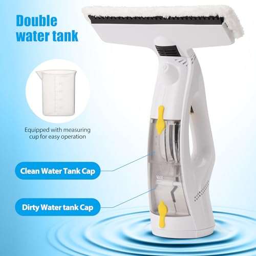 GIATAISH 3-in-1 Cordless Electric Window Vacuum Cleaner with Spray/Wipe/Squeegee, Perfect for Windows, Bathroom, Mirrors, and Cars - Double Water Tanks 5