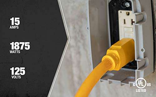 Coleman Cable 04112 12/3 Tri-Source Adapter Extension Cord, 2-Foot, Yellow 6