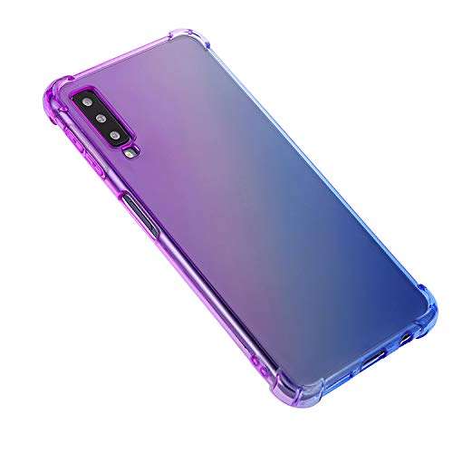BAISRKE Clear Gradient Case for Galaxy A7, Shock Absorption Flexible TPU Soft Edge Bumper Slim Protective Cases Cover for Samsung Galaxy A7 2018 A750 SM-A750F - Blue Purple 4