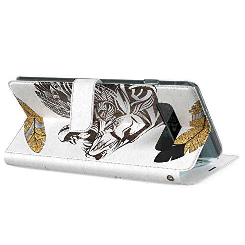 Mertak Wallet Case Compatible with Samsung Galaxy Note 20 Ultra S21 Plus S20 A70 S10 Flip Folio Bible Verse Slim Magnetic PU Leather Quote Lightweight Card Holder Be Strong and Courageous Lion 5