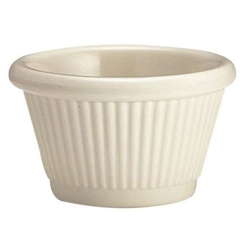 Winco RFM-2B 2-Oz Fluted Ramekin, Plastic, Bone - Plastic Ramekins-RFM-2B