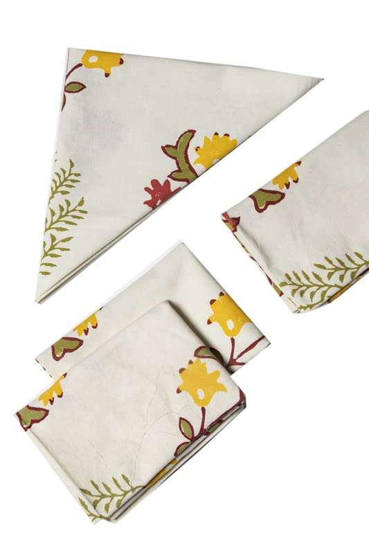 CONTRAST LIVING Bista Hand Block Printed Kitchen Towel/Dish Towel/Hand Towel Multi Color Set of 4 Pcs 3