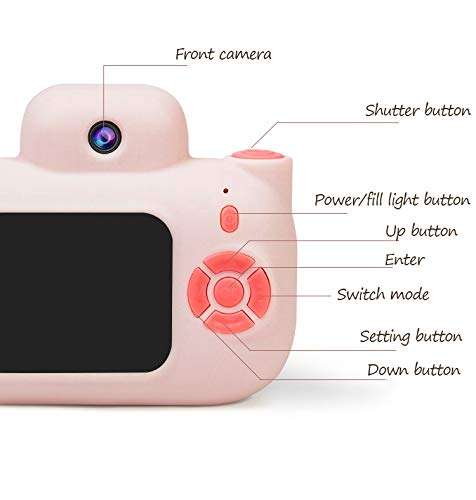 WOGQX Kids Camera Gifts Mini Rechargeable Creative DIY Children HD Digital Selfie Camera for 3-10 Year Old Kids 2.0" LCD Screen with 16GB SD Card,Yellow 2