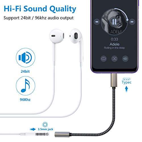 MORELECS USB C to 3.5mm Audio Adapter Aux to USB C - USB Type C to 3.5mm Female Headphone Jack Adapter Compatible with iPhone 15 Plus/15 Pro Max, Galaxy S24 S23 S22 S21, Pixel, MacBook 2