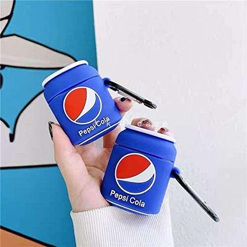 Cute Case for Apple AirPods 2/1 AirPods Case Cover 3D Slim Shockproof Silicone Shell Anti-Fall Cover for AirPods Charging Cartoon Case with Carabiner (BlueCola, AirPods 2/1) 2