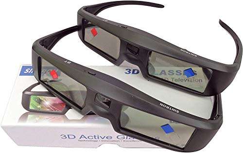 2X Sintron ST07-BT 3D Active Shutter Glasses Rechargeable for RF 3D TV, 3D Glasses for Sony, Panasonic, Epson 3D Projector, Samsung 3D TV, Compatible with TDG-BT500A TY-ER3D5MA TY-ER3D4MA TDG-BT400A 1