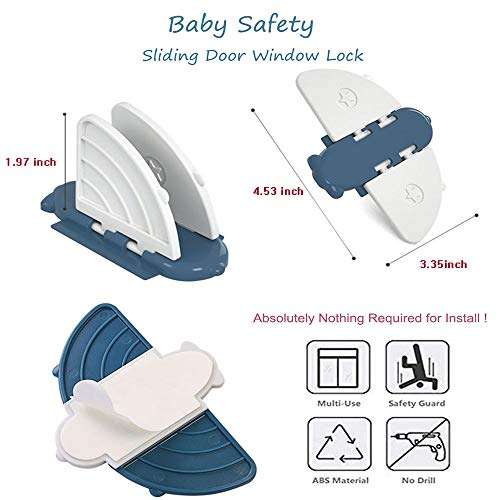 Sliding Door Lock (6 Pack) for Baby Proofing Safety,Sliding Window Screen Doors Lock with Strong Adhesive Tape for Closet,Shutter,Patio, Kichen Sliding Door and More 2