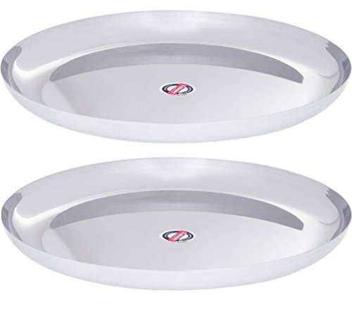 Embassy Appy Dinner Plate, Size 14, 42.6 cms (Pack of 2, Stainless Steel)